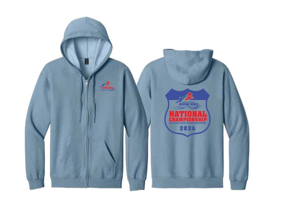2026 National Championship Unisex Zip Up Hoodie: Stone Blue